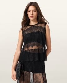 Clara Lace Trim Sleeveless Top Black ALLSAINTS US at All Saints